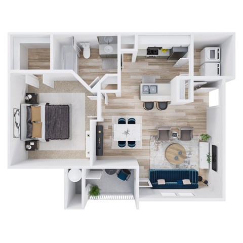 Floor plan for 1 bed, 1 bath, 655 sqft